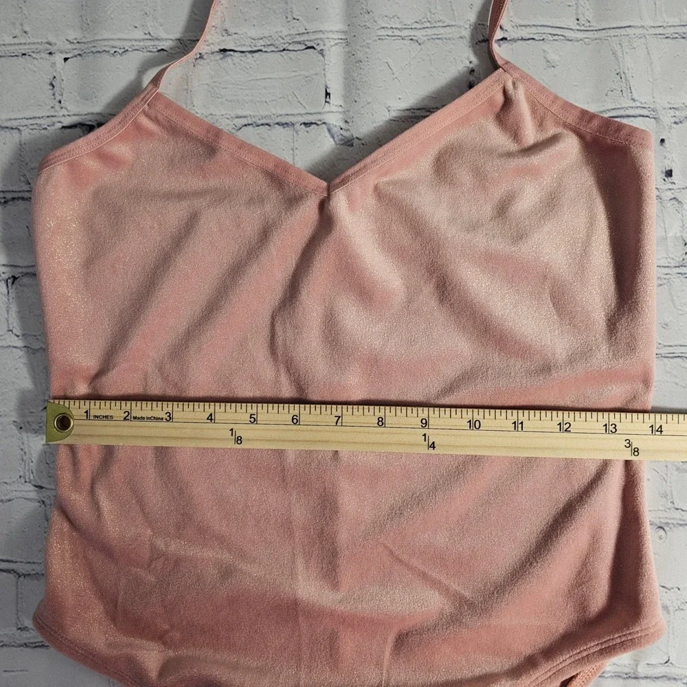 Dreamgirl Pink‎ Velour Halter Neck Thong Bodysuit Lingerie Size M/L Shimmer